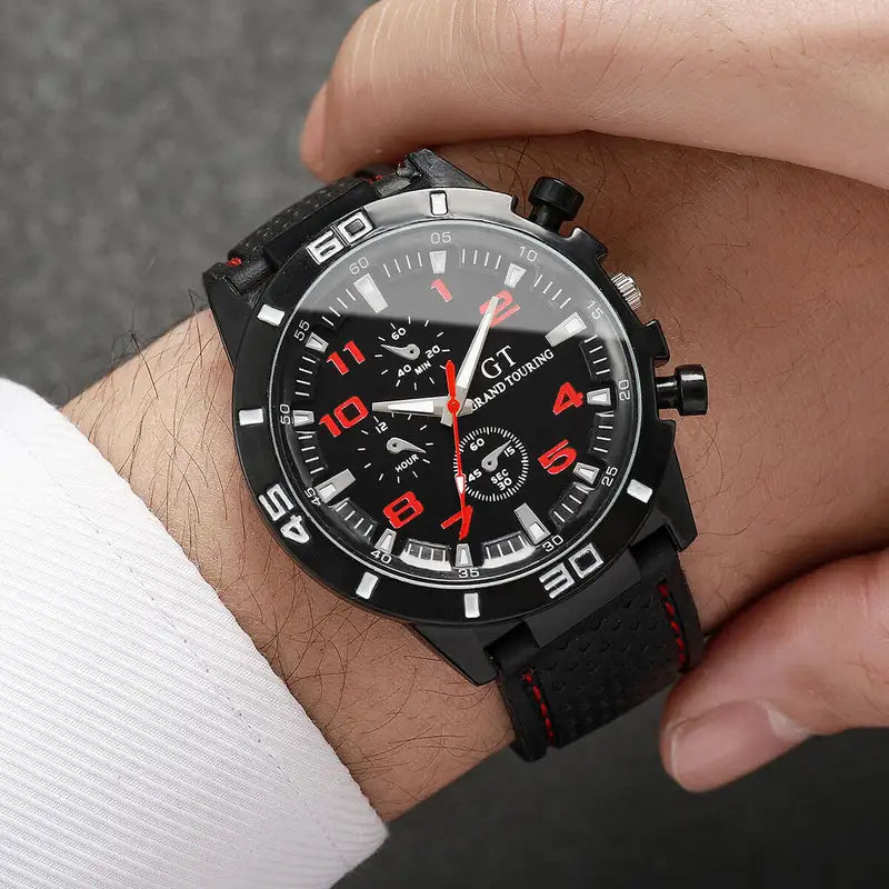 Men's Sport Silicone Band Quartz Watch with Arabic Dial - Waterproof, Multiple Colors