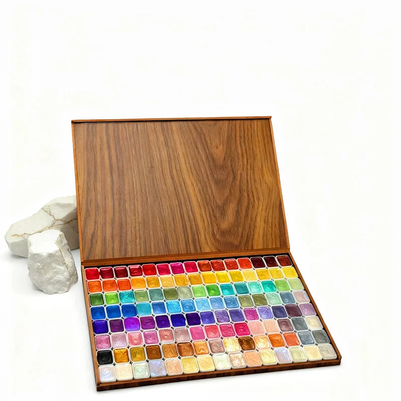 Watercolor Paint Set with 120 Colors in Wooden Box - Artistic Watercolor Art Supplies
