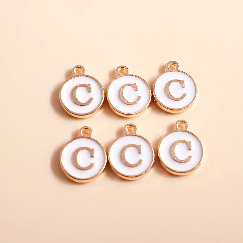 10pcs Mini White Alphabet Charms for DIY Jewelry Making - Name Necklace & Bracelet Pendants