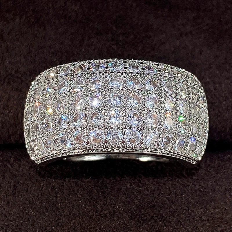 Micro Paved CZ Ring for Women - Bling Bling Fashion Engagement Wedding Band