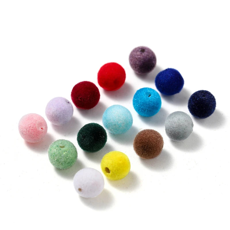 Colorful Acrylic Flocking Bead Spacer Set for Jewelry Making - 30 Pieces