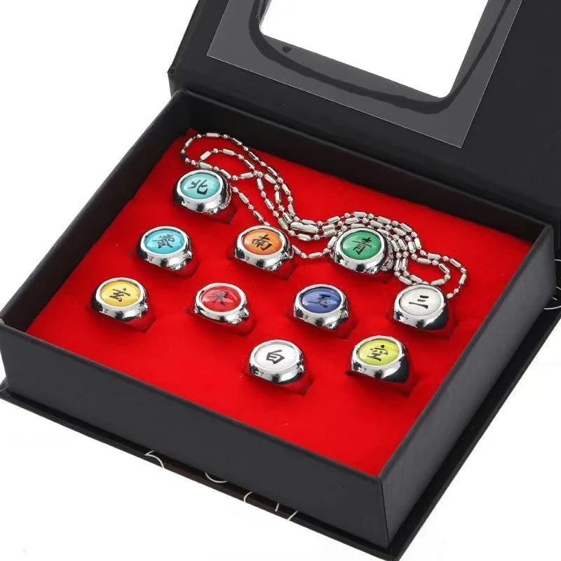 10PCS Anime Akatsuki Itachi Metal Rings Cosplay Accessory Action Figures Gift