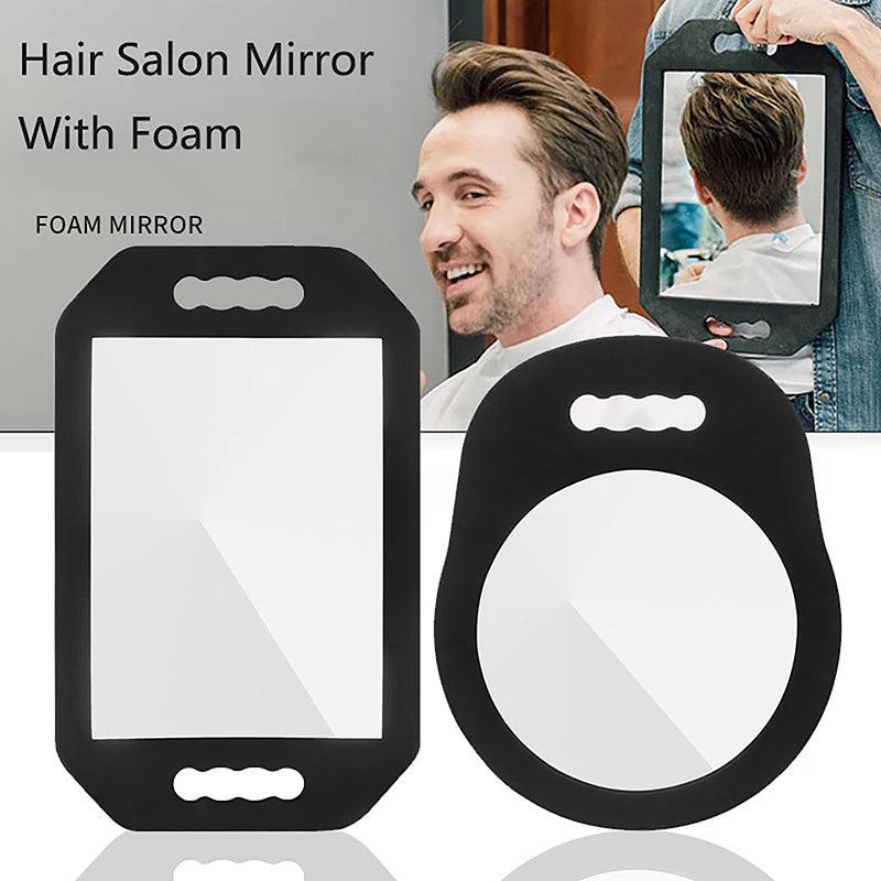 Salon Hairdresser Mirror with Foam Frame Dual Handle for Home & Professional Use