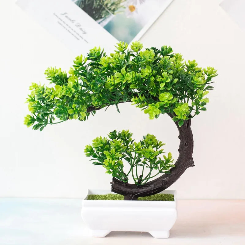 Artificial Bonsai Tree for Home Decor - Small Potted Green Plant, Indoor and Wedding Decoration
