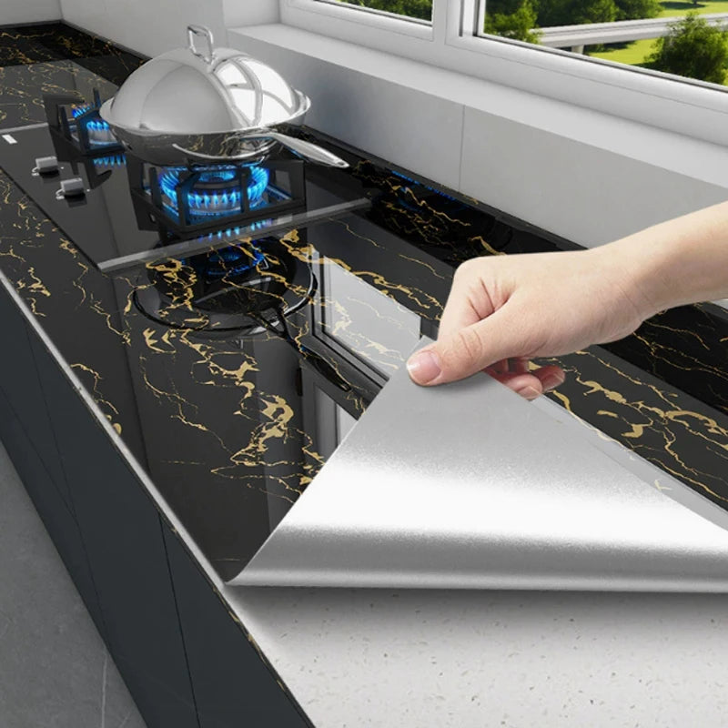 Waterproof Marble Wall Sticker Self-Adhesive PVC Wallpaper for Kitchen & Home Decor