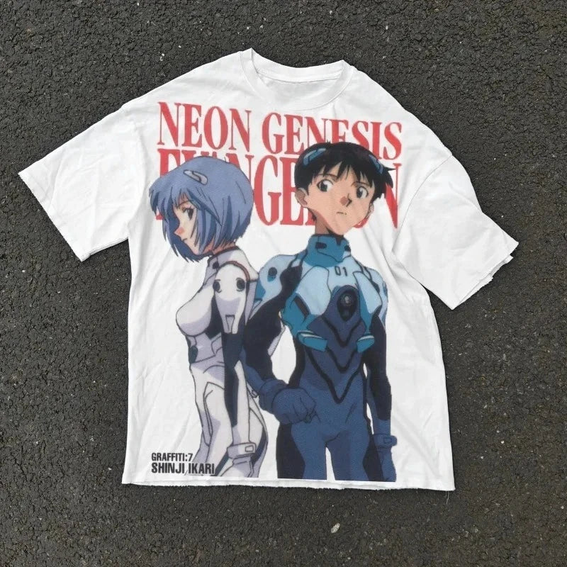 Neon Genesis Evangelion Ayanami Rei & Asuka Classic Style Short Sleeve T-Shirt Men Women