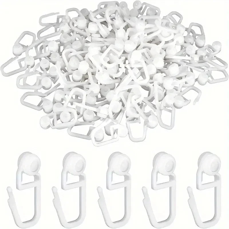 50pcs Silent Curtain Pulley Hooks for Track & Drapes - Easy Install, Durable