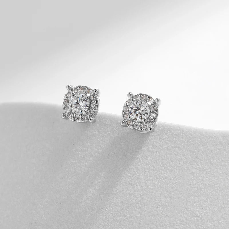 D Color Moissanite Stud Earrings 3.5mm Lab Created Diamond Silver Bridal Jewelry