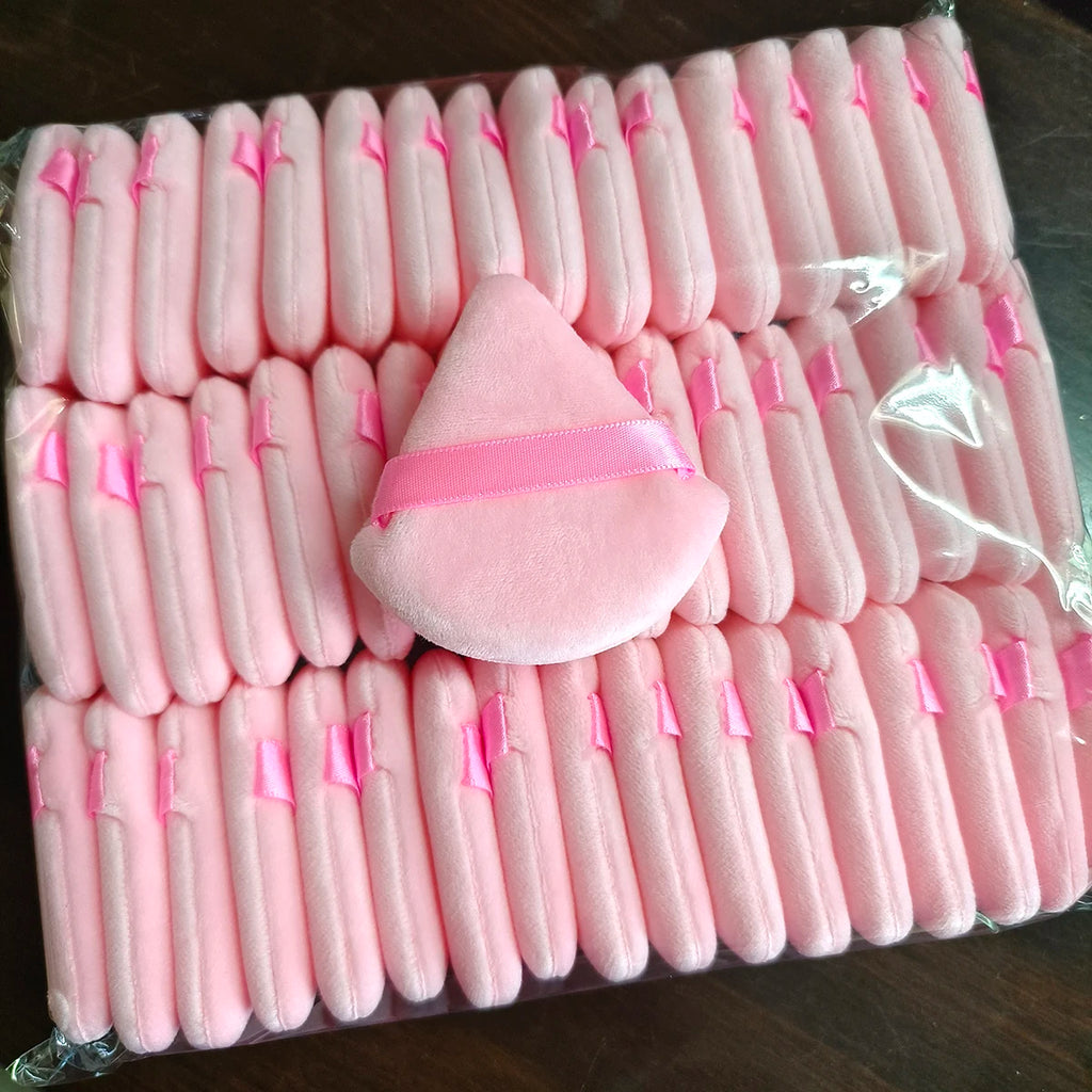 Wholesale 50Pcs Triangle Makeup Sponge Powder Puffs - Soft Cotton Face Blenders