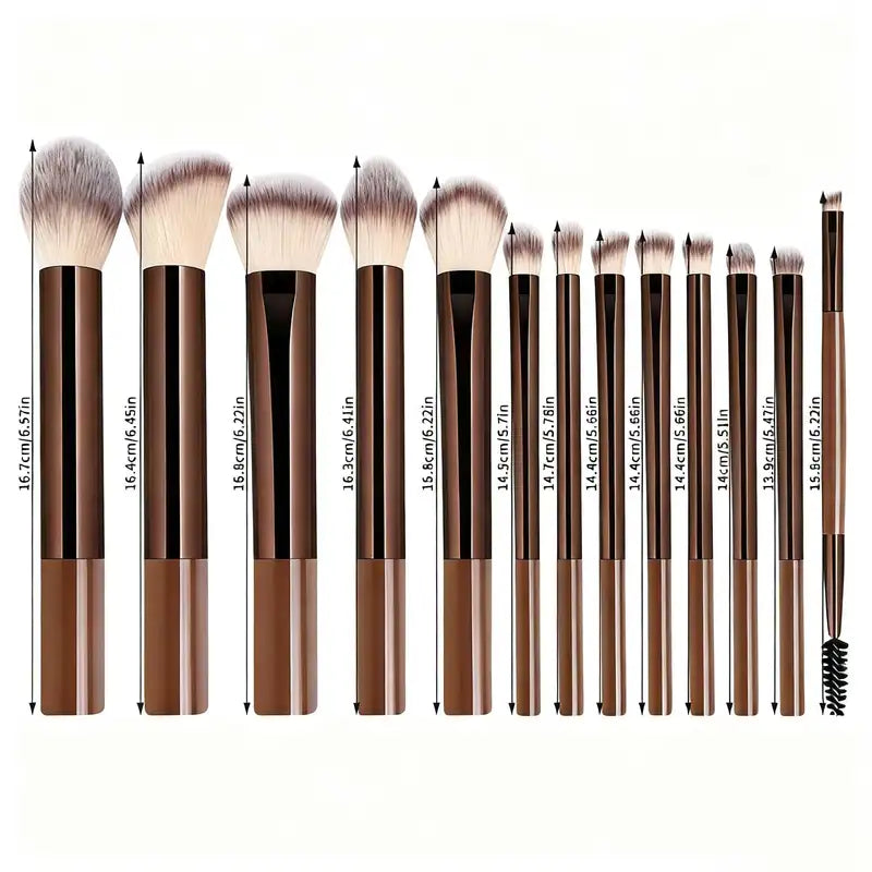13-Piece Professional Makeup Brush Set for Face & Eye with Travel Case