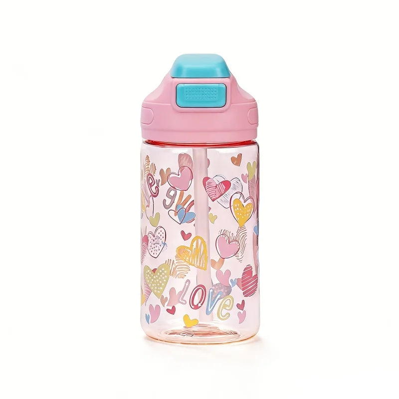 410ml Kids Dinosaur Water Bottle with Silicone Straw Leakproof Summer Drinking Cup