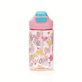 410ml Kids Dinosaur Water Bottle with Silicone Straw Leakproof Summer Drinking Cup
