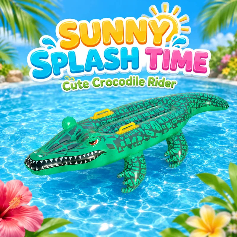 Inflatable Crocodile Pool Float with Handles - Summer Water Toy for Beach & Pool