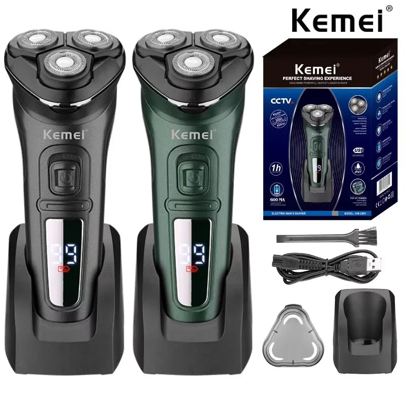 Rechargeable Waterproof Electric Shaver for Men Wet Dry Facial Beard Grooming