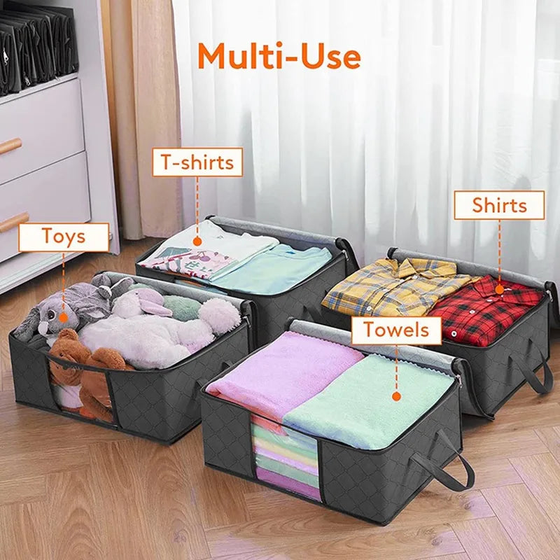 Foldable Clothes Storage Bag Large Capacity Blanket Organizer with Handles