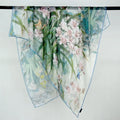 Lightweight Floral Silk Chiffon Scarf for Women - Summer Sun Protection Wrap
