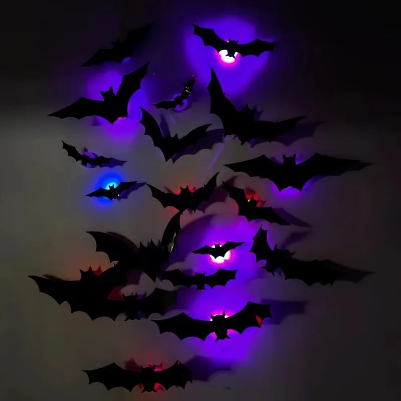 Halloween Bat Night Light Set - LED Wall Decor for Party & Festival