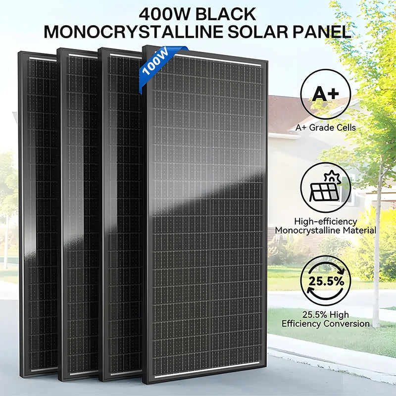 High Efficiency Mono Solar Panel 400W 200W 100W Waterproof Portable for RV Marine Camping