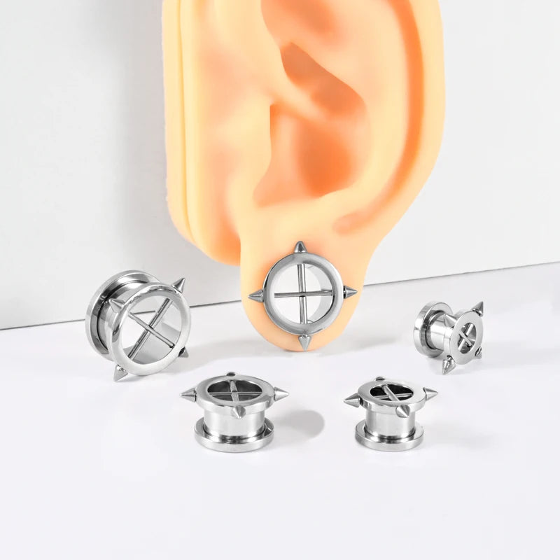 2pcs Punk Arrow Spike Ear Cuffs Gauges Body Jewelry - Unisex Piercing