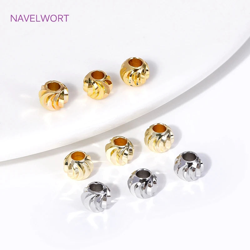 Bead Spacers Brass Round Stripe Jewelry Findings for DIY Jewelry Making