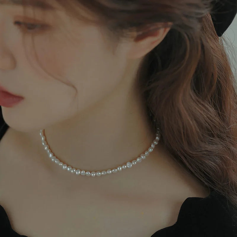 Freshwater Pearl Necklace 4-5mm Baroque with 5cm Extend Chain in Sterling Silver