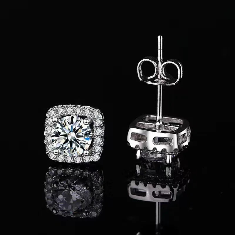 Sterling Silver Zircon Earrings for Women Wedding Engagement Jewelry Studs