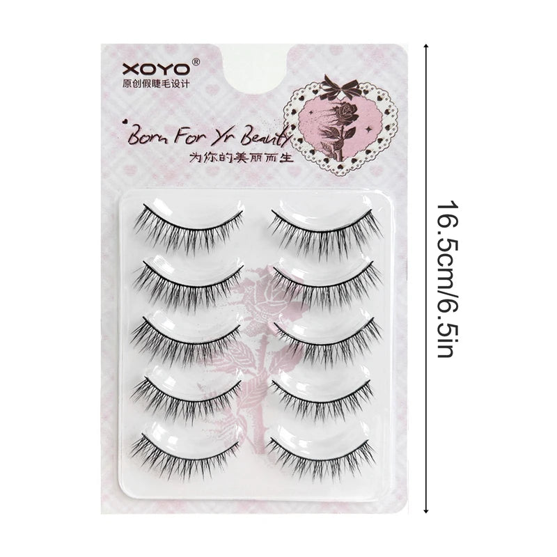 Cosplay False Eyelashes Strip C Curl Natural Look Synthetic Fiber 7-13mm