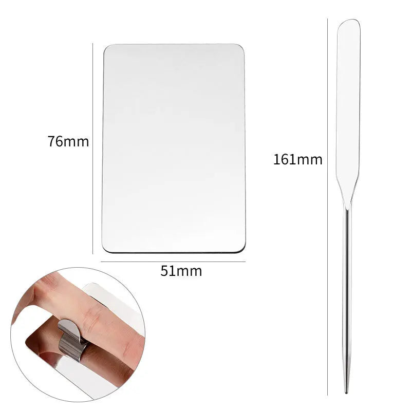 2pcs Makeup Mixing Palette Set with Stainless Steel Spatula for Foundation & Nail Art