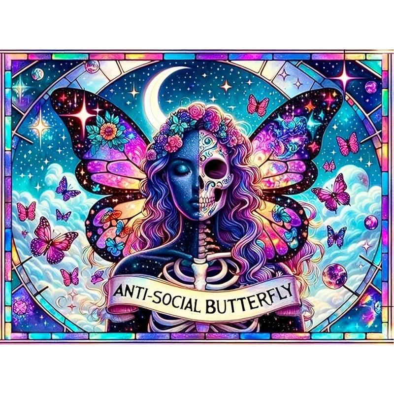 Diamond Painting Kit Halloween Skeleton Theme Full Diamond Art with Frame-Free Design