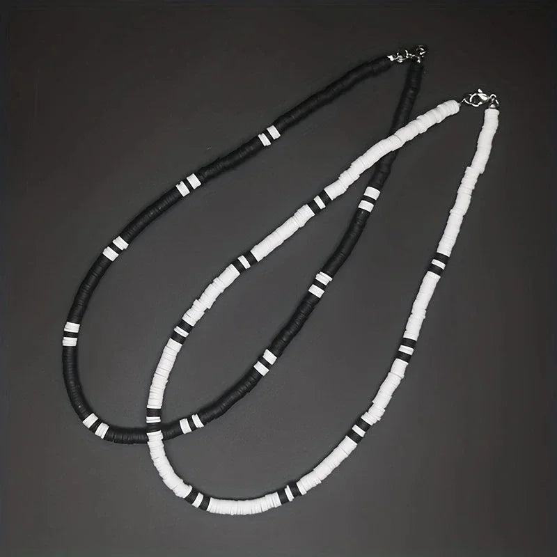 Geometric Bohemian Necklace for Men and Women - Soft Polymer Beads Jewelry