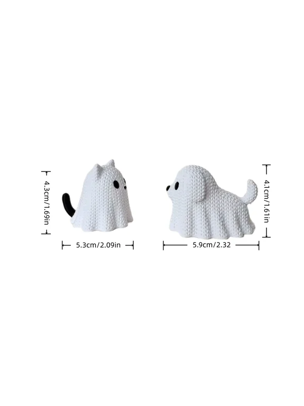 Ghost Cat and Ghost Dog Holiday Decorations Set - Halloween & Party Ornaments