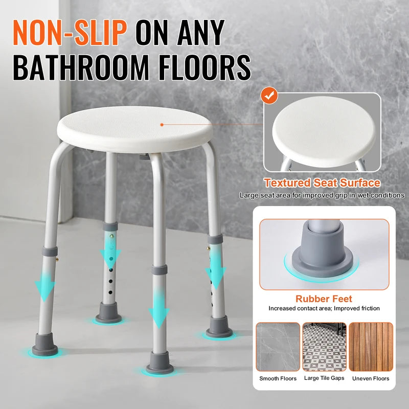 Adjustable Shower Chair for Inside Shower Non-Slip Bathtub Seat Elderly Disabled