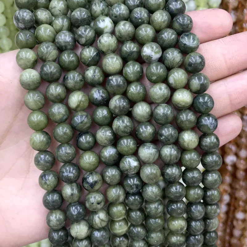 Natural Green Jade Beads - Round Spacer Stones for Jewelry Making, DIY Bracelets & Necklaces
