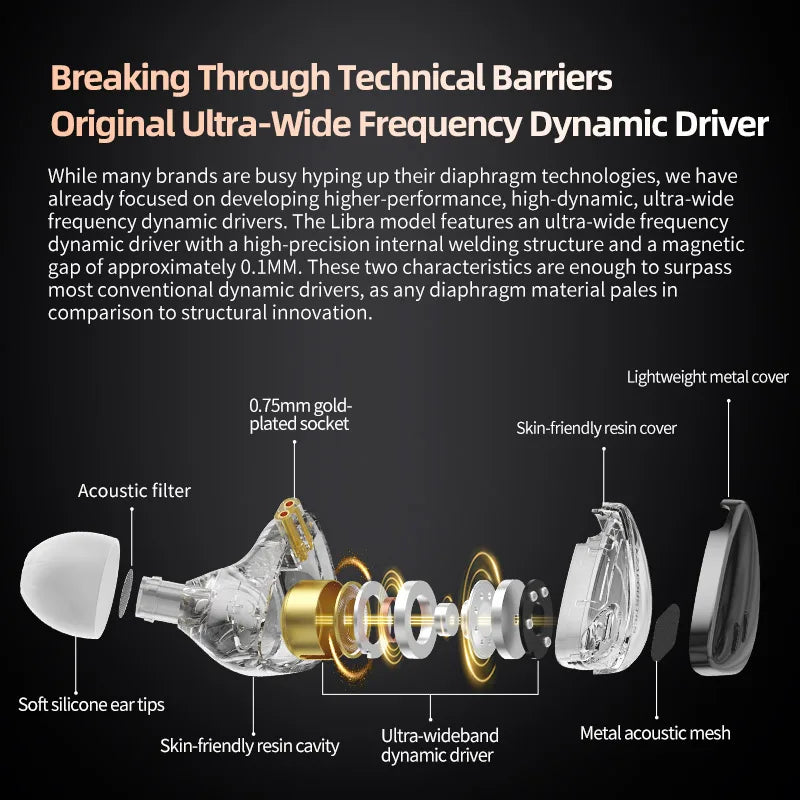 KZ Libra X In-Ear Earphones HiFi Dynamic Headset with Replaceable Cable
