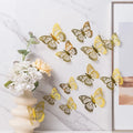 12pcs 3D Butterfly Wall Stickers Self-Adhesive Hollow Decor for Walls