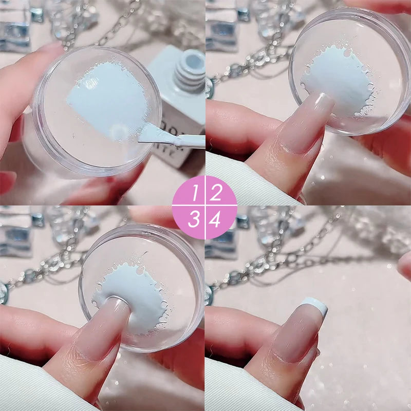 Mirror Nail Stamper Set with Silicone Transfer Templates for French Manicure DIY