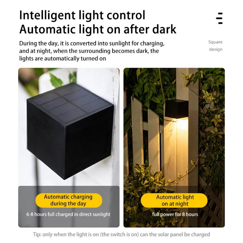Solar Wall Light Outdoor Garden Fence Lamp Waterproof IP65 Decor