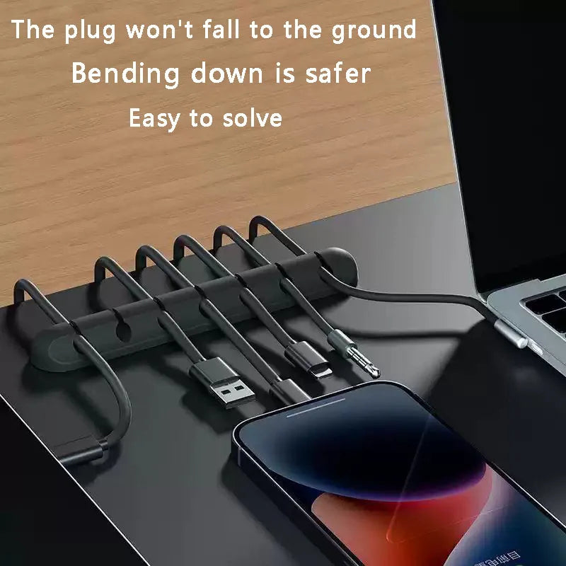 Multi-Hole Data Cable Organizer for Desk & Charging Station, Cord Winding Clips