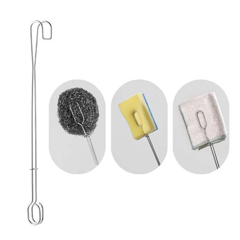 Stainless Steel Bottle Brush with Replaceable Sponge Head for Glass & Bottle Cleaning
