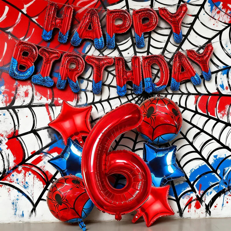 Spider Web Themed Party Balloon Kit with Banner for Halloween Decor