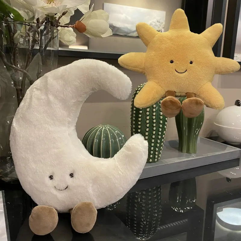 Cute Weather Plush Toy Set - Smile Moon & Sun Stuffed Decor for Kids
