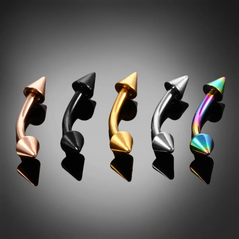 10Pcs Titanium Curved Eyebrow & Lip Piercing Rings - Body Jewelry Set