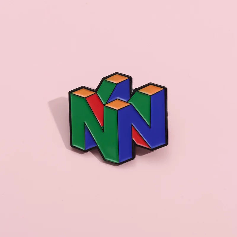 Colorful Metal Brooches Set - Geometric Letter N Pin for Clothing & Bags