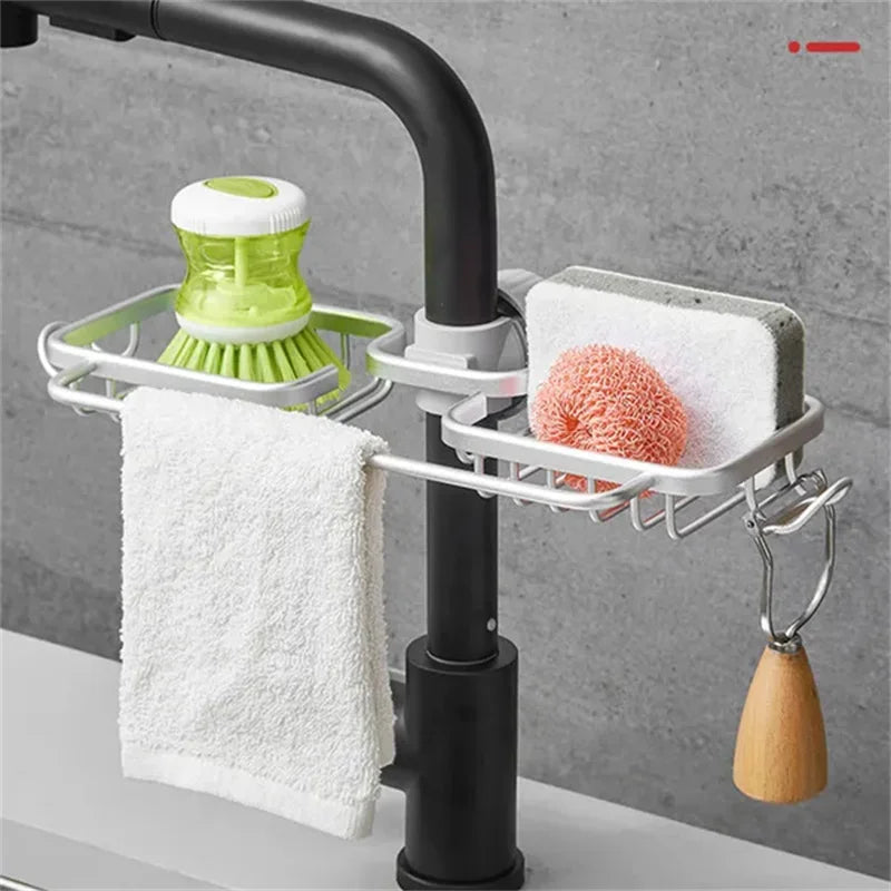 Kitchen Sink Drain Rack Sponge Holder Faucet Shelf Organizer Aluminum Bathroom Accessories