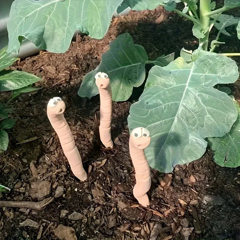 Cute Thirsty Worm Plant Decor for Indoor & Outdoor Gardens - Playful Ornament