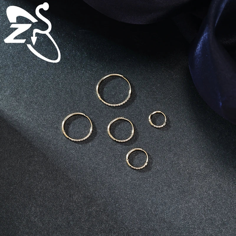 Stainless Steel Hoop Earrings 6/8/10/12MM Round Stud Jewelry for Piercings