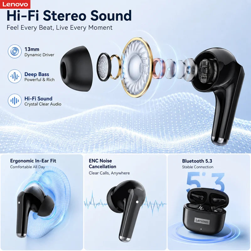 Wireless Bluetooth Headphones with HiFi Stereo & Noise Cancellation - Gaming Sports Earbuds