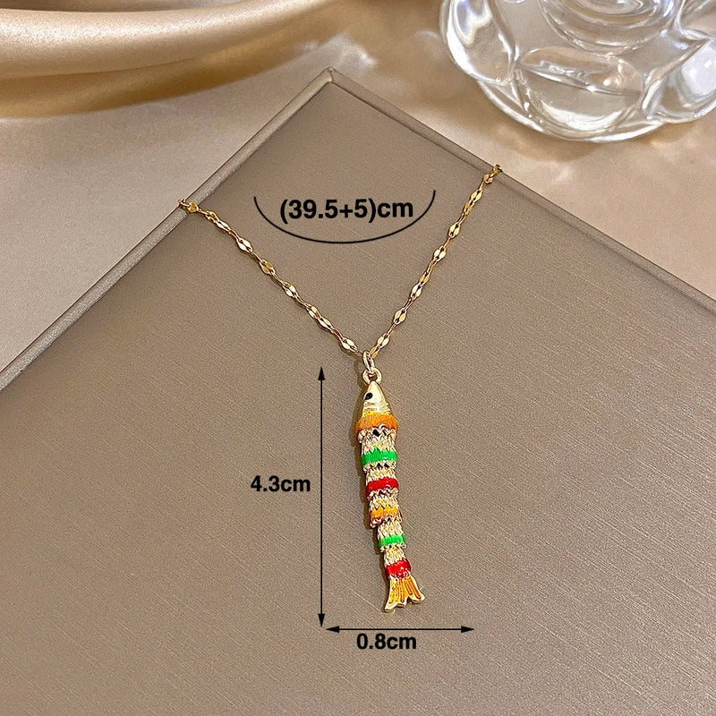 Colorful Fish Pendant Necklace for Women - Versatile Waterproof Jewelry
