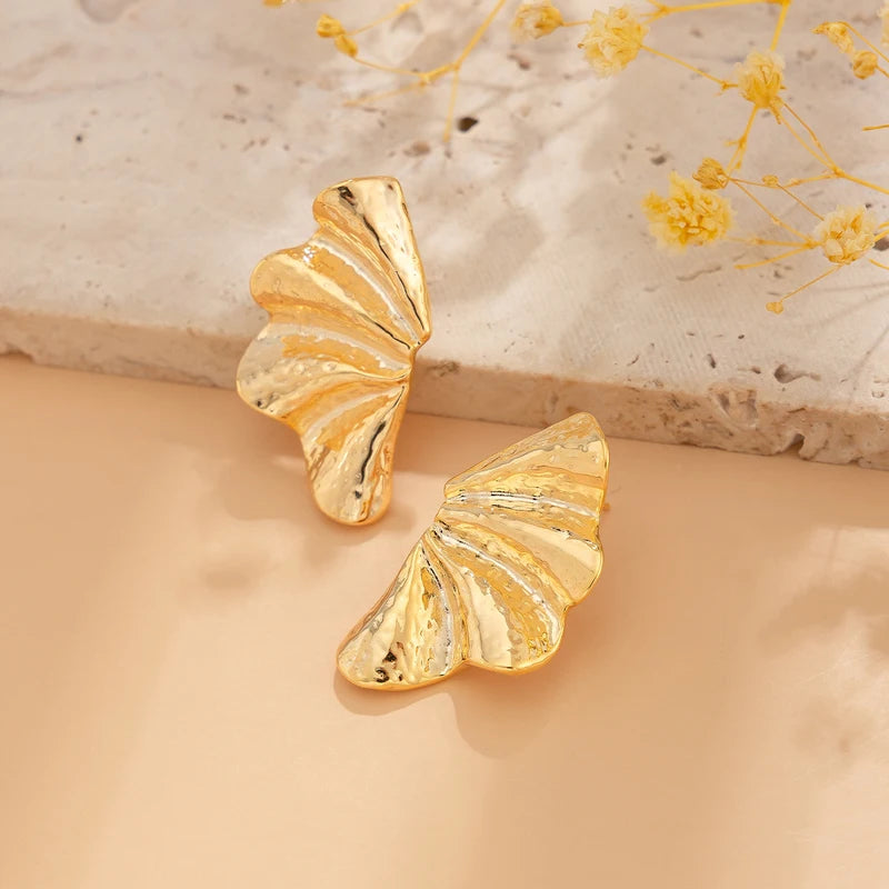 Minimalist Maple Leaf Stud Earrings for Women - Trendy Geometric Piercing Jewelry