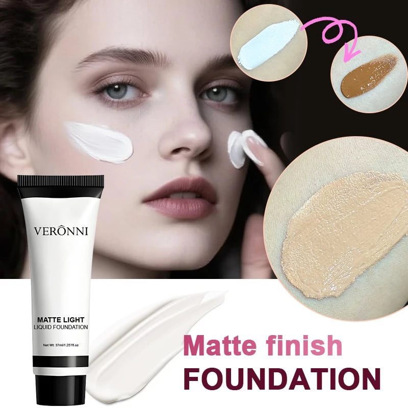 White Full Coverage Liquid Foundation with Brush Set - Halloween Cosplay SFX Makeup